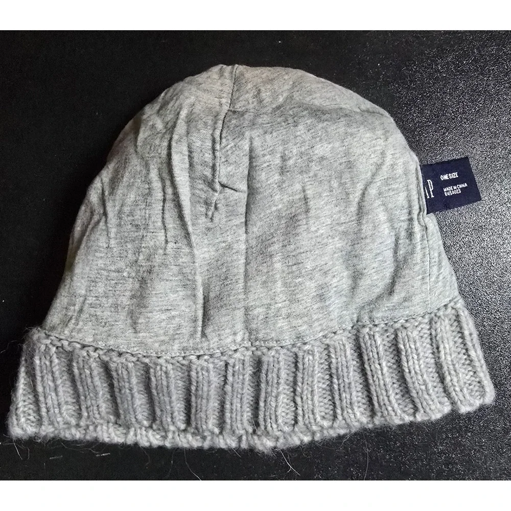 GAP Kids Vintage Beanie Hat‎ Gray Yellow Stripe Alpaca Acrylic One Size Unisex